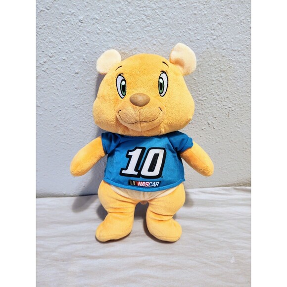 KELLYTOY #10 Stewart Haas Nascar Yellow Bear Blue Shirt Stuffed Animal Plush 1 - Picture 2 of 11